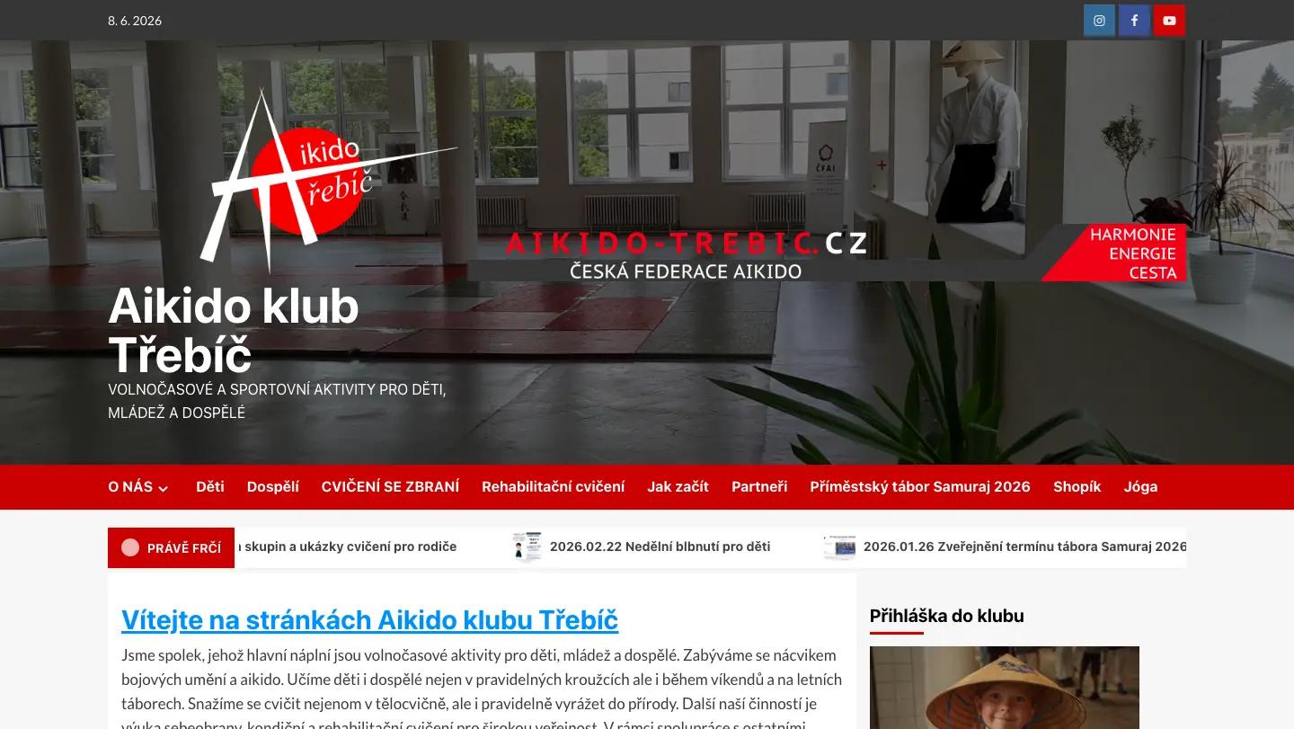 Náhled webu Aikido Třebíč
