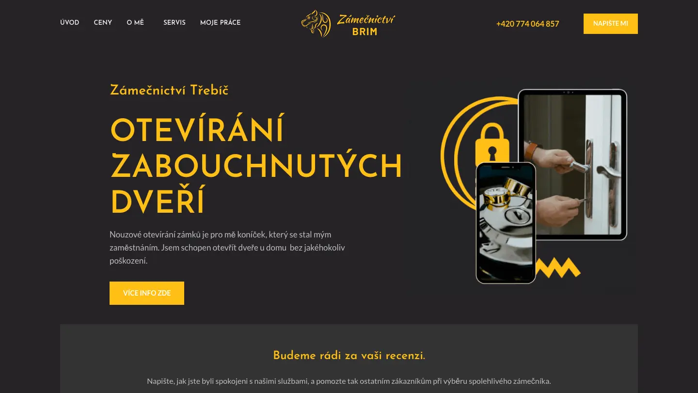 Náhled webu Zámečnictví Brim